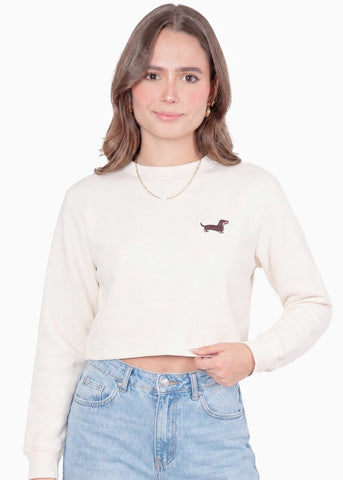 Buzo corto tipo sudadera con bordado perro salchicha - MONTANA