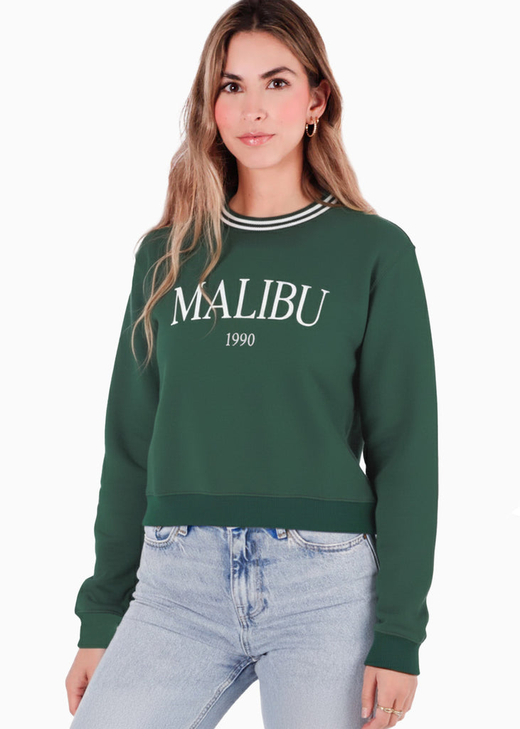 Buzo estampado con cuello tejido en contraste - MALIBU