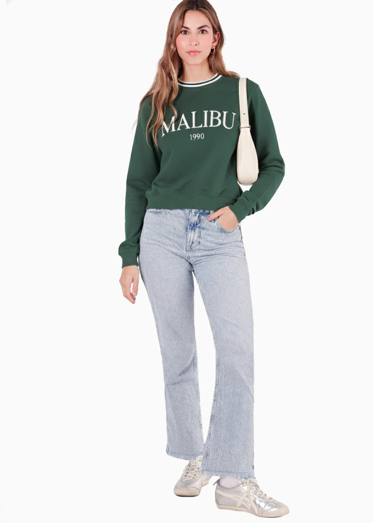 Buzo estampado con cuello tejido en contraste - MALIBU