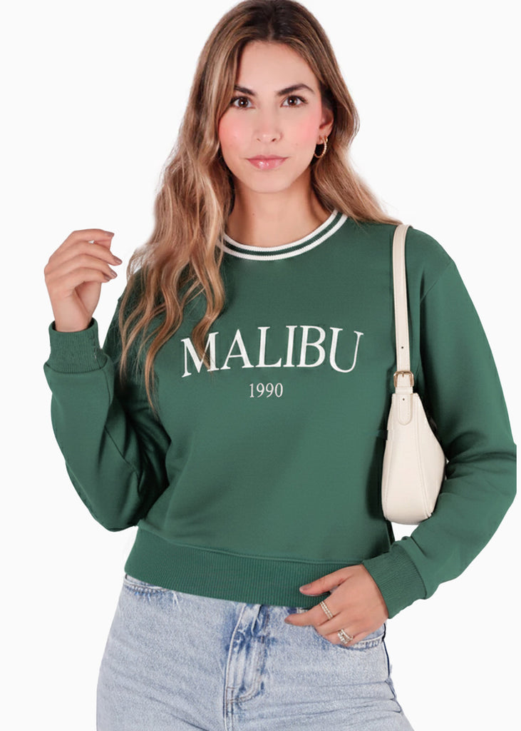 Buzo estampado con cuello tejido en contraste - MALIBU