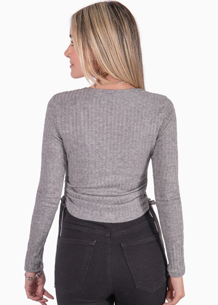 Buzo manga larga con recogido en laterales color gris para mujer - Flashy