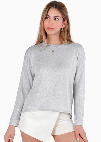 Buzo con abertura en espalda color plateado para mujer - Flashy