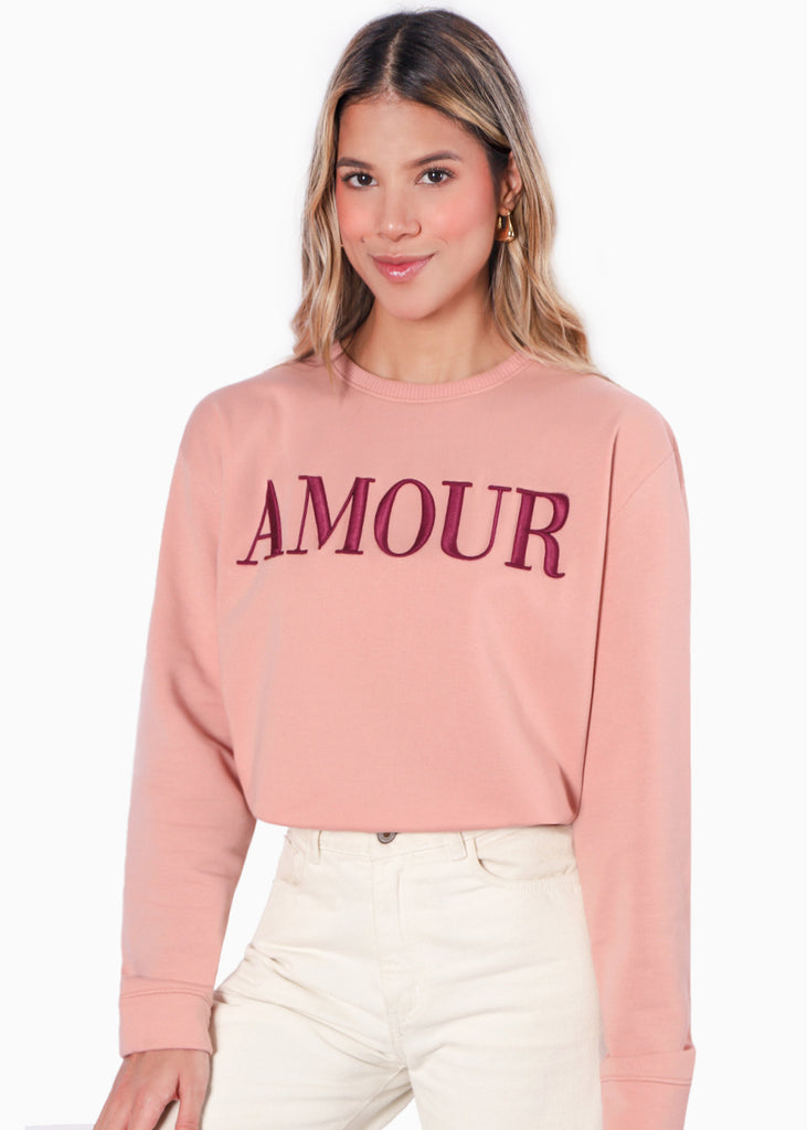Buzo con bordado "Amour"  para mujer - Flashy