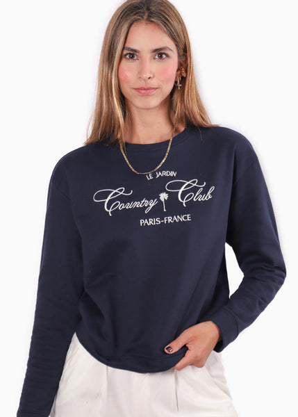 Buzo con estampado "Country Club" color azul para mujer - Flashy