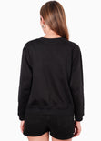 Buzo con bordado de brillo en frente color negro para mujer - Flashy