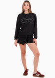 Buzo con bordado de brillo en frente color negro para mujer - Flashy