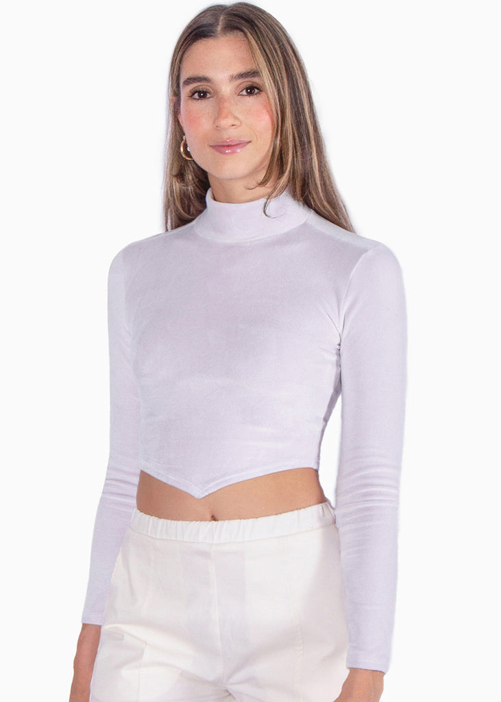 Buzo corto con cuello alto color lila para mujer - Flashy