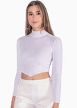 Buzo corto con cuello alto color lila para mujer - Flashy