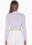 Buzo corto con cuello alto color lila para mujer - Flashy