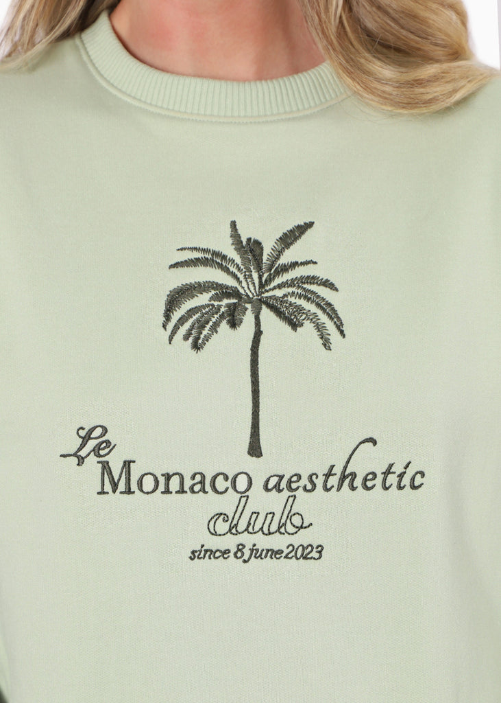 Buzo crop con bordado "Le Mónaco aesthetic" - POMPONIA
