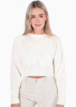 Buzo crop tejido color blanco, marfil para mujer - Flashy