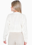 Buzo crop tejido color blanco, marfil para mujer - Flashy