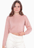 Buzo crop tejido color rosado para mujer - Flashy