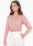 Buzo crop tejido color rosado para mujer - Flashy