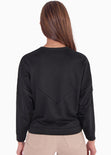 Buzo cuello redondo con flecos color negro para mujer - Flashy