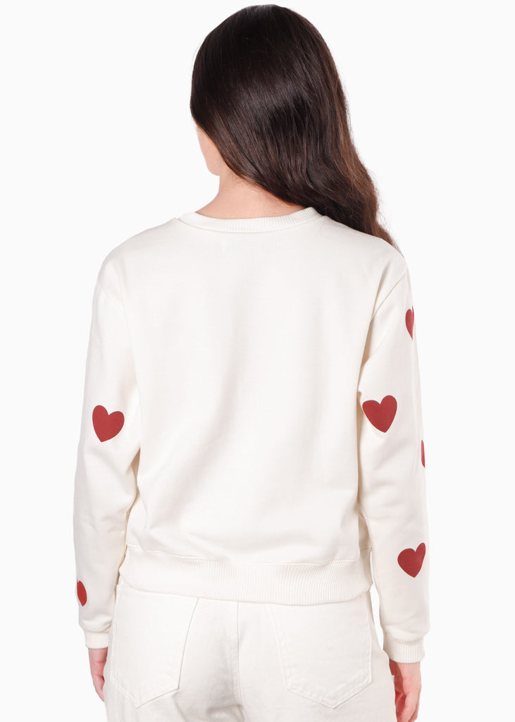 Buzo estampado de corazones color blanco, marfil para mujer - Flashy