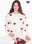 Buzo estampado de corazones color blanco, marfil para mujer - Flashy