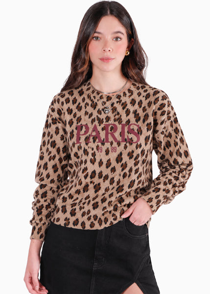 Buzo oversize con tela tejida de animal print - FRANCIA