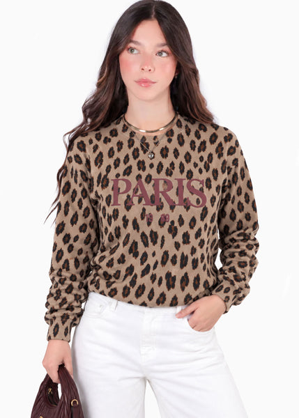 Buzo oversize con tela tejida de animal print - FRANCIA