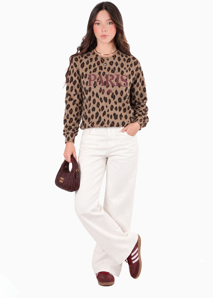 Buzo oversize con tela tejida de animal print - FRANCIA