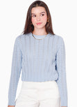 Buzo tejido desagujado color azul para mujer - Flashy
