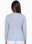 Buzo tejido desagujado color azul para mujer - Flashy