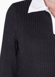 Buzo tipo polo con cuello en contraste color negro para mujer - Flashy
