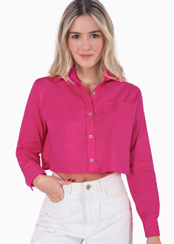 Camisa crop manga larga con botones - MANISHA