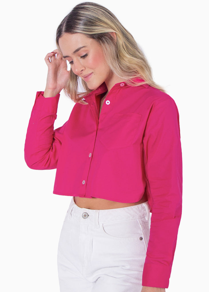 Camisa crop manga larga con botones - MANISHA