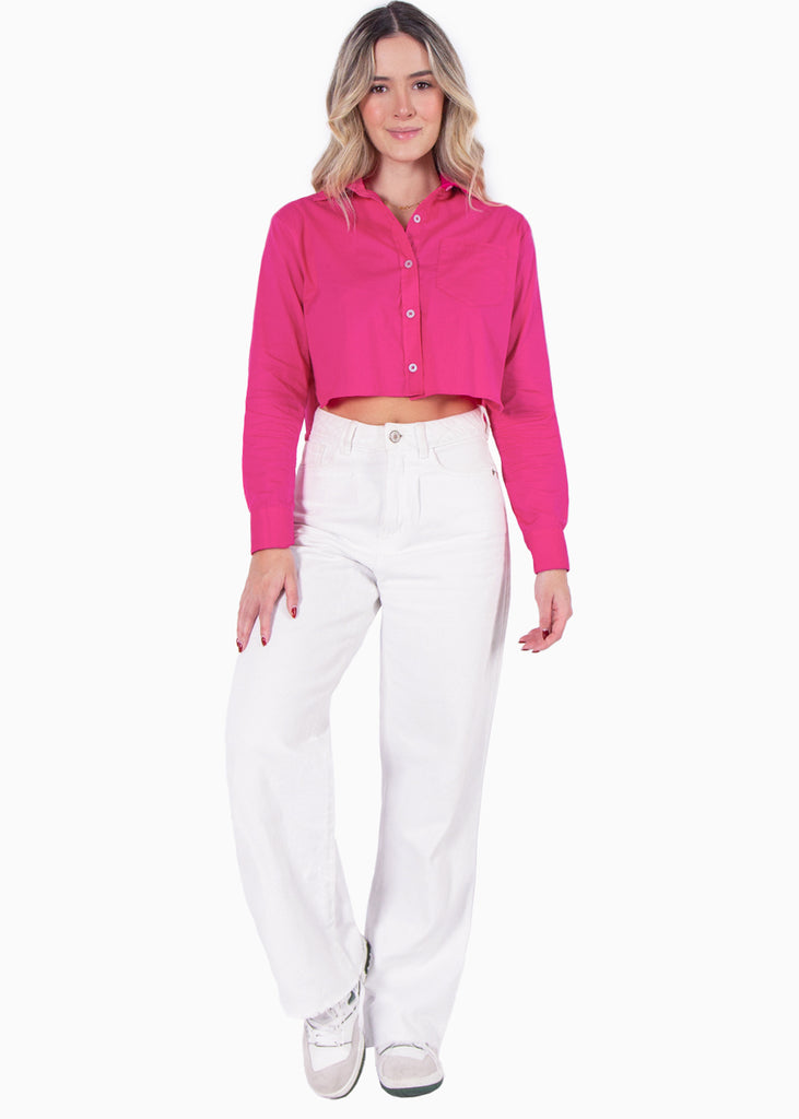 Camisa crop manga larga con botones - MANISHA