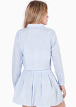 Camisa crop manga larga con botones color azul para mujer - Flashy