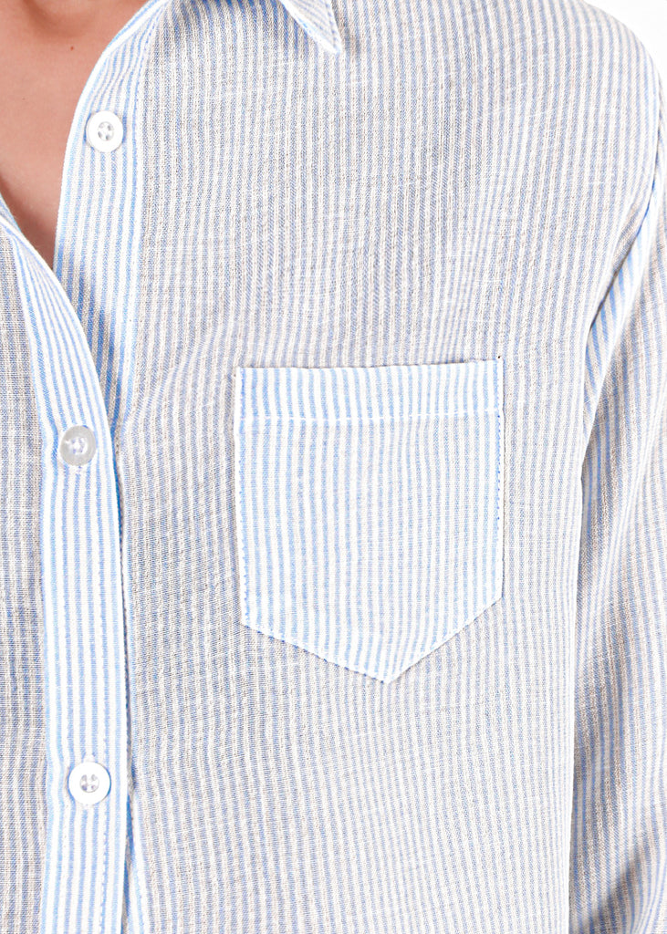 Camisa crop manga larga con botones - KIANA.RAYAS