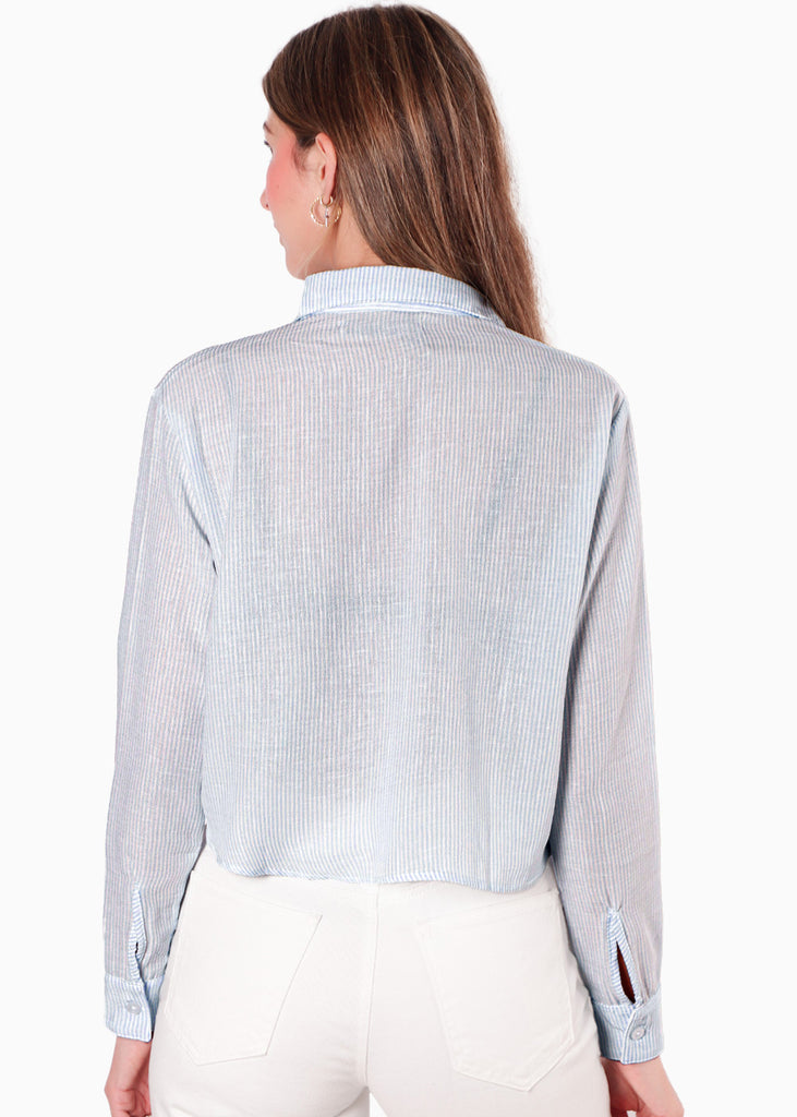 Camisa crop manga larga con botones - KIANA.RAYAS