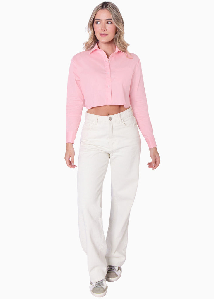 Camisa crop manga larga con botones - NEKANE