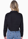 Camisa crop manga larga con botones color negro para mujer - Flashy