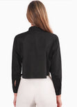 Camisa crop manga larga con botones y bolsillos tipo cargo color negro para mujer - Flashy