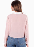 Camisa crop manga larga con botones y perilla color rosado para mujer - Flashy