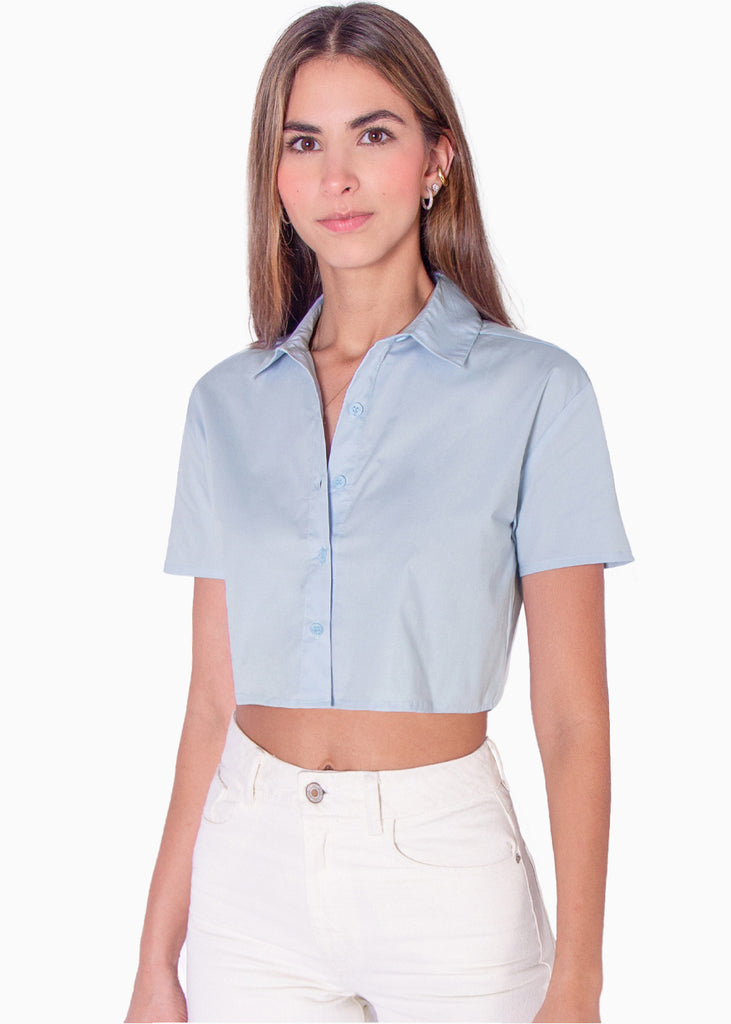 Camisa de botones manga corta  para mujer - Flashy