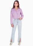Camisa manga larga con botones color lila para mujer - Flashy