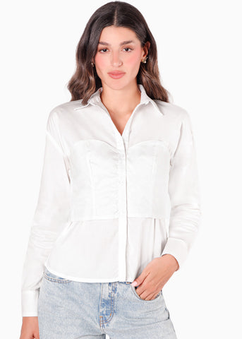 Camisa manga larga con botones y top tipo corset para mujer - Flashy