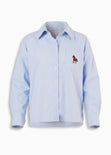 Camisa manga larga con cuello y perilla bordado en bolsillo - CAMPIÑA