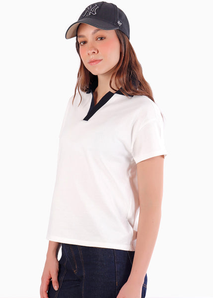 Camisa Polo oversize cuello tejido en contraste - TOSCANA