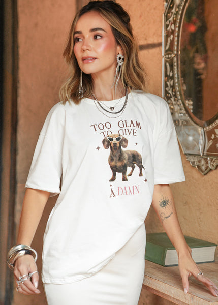Camisata con estampado perro "TOO FLAM TO GIVE A DAMN" - BURDEOS