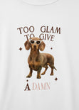 Camiseta con estampado perro "TOO GLAM TO GIVE A DAMN" - BURDEOS