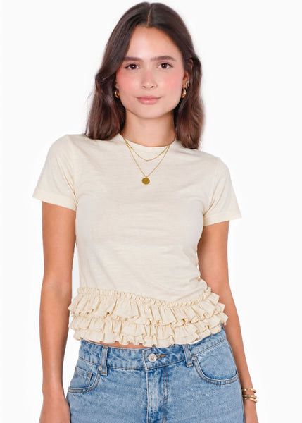 Camiseta asimétrica de boleros de color beige - GOIA