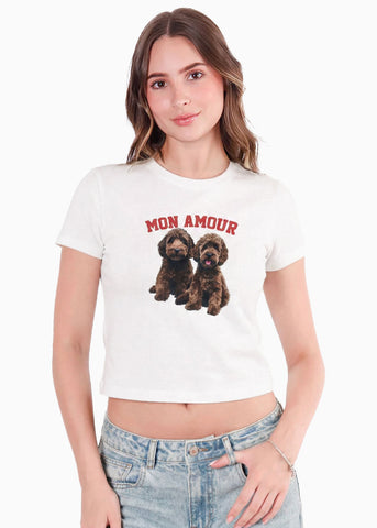 Camiseta baby tee con estampado de perro - SACRAMENTO