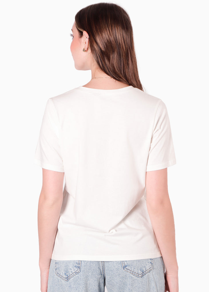 Camiseta basica con estampado "Paris" color blanco, marfil para mujer - Flashy