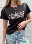 Camiseta con aplique "CHERIE" color negro para mujer - Flashy