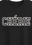 Camiseta con aplique "CHERIE" color negro para mujer - Flashy