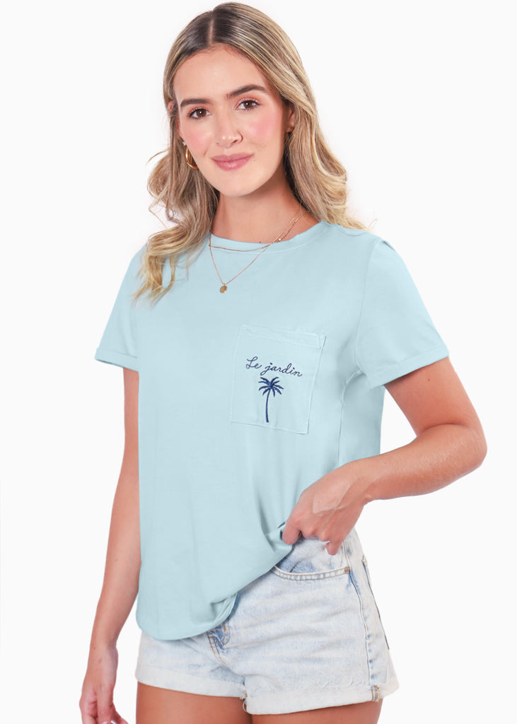 Camiseta con bolsillo y bordado  para mujer - Flashy